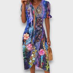 Heliane – Blumiges Midikleid in Lila
