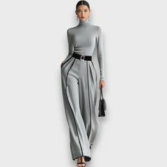 Maerina – Zweiteiliges Set mit Rollkragen und weiter Hose in Grau
