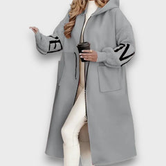 Rosalie – Eleganter Cardigan mit Kapuze in Grau