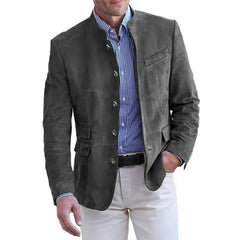 Tavrik - Soft-Touch-Stehkragen-Blazer in Grau