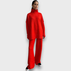 Gevanna – Zweiteiliges Strickset mit Rollkragen in Orange