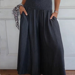 Lilie | Damenjeans mit weitem Bein und hoher Taille und Taschen in Grau