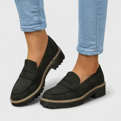 Rike | Damen Casual Orthopädische Plateau Loafer in Schwarz