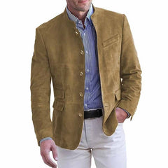 Tavrik - Soft-Touch-Stehkragen-Blazer in Khaki
