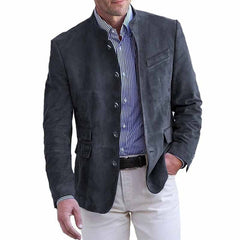 Tavrik - Soft-Touch-Stehkragen-Blazer in Dunkelgrau
