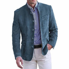 Tavrik - Soft-Touch-Stehkragen-Blazer in Marineblau