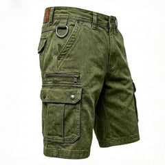 Lars | Funktionale Denim-Cargo-Shorts in Grün