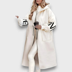 Rosalie – Eleganter Cardigan mit Kapuze in Beige