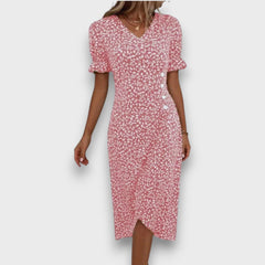 Heliane – Blumiges Midikleid in Pink