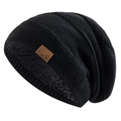 Ingeborg | Warme Kuschelige Fleece-Mütze in Schwarz