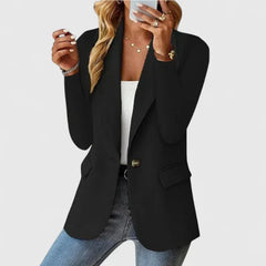 Ingrid | Damen Klassischer Regular Fit Knopf Blazer in Schwarz