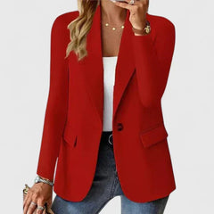 Ingrid | Damen Klassischer Regular Fit Knopf Blazer in Rot