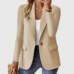 Ingrid | Damen Klassischer Regular Fit Knopf Blazer in Beige