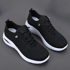 Ingrid | Damen Plateau Sneaker mit Schnürung in Schwarz