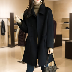 Ingrid | Damen Elegante Zweireihiger Jacke in Schwarz
