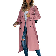 Ingrid | Langer Mantel mit Knopfleiste in Rosa