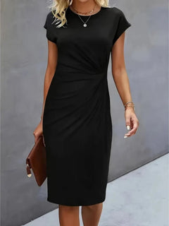 Isabella | Festliches Kurzarm-Midikleid in Schwarz