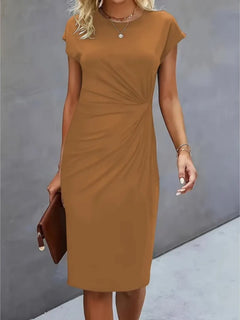 Isabella | Festliches Kurzarm-Midikleid in Khaki