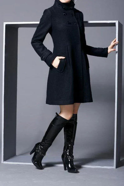Samantha - Eleganter Wollmantel mit Kapuze