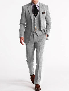 Franky | 3-teiliges Herren-Set – Business-Blazer, Weste & Hose in Silber