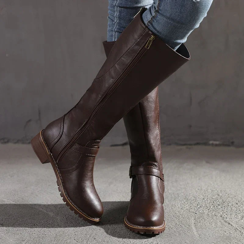 Klassische Kniehohe Stiefel für Damen | Mit Schnallendetails