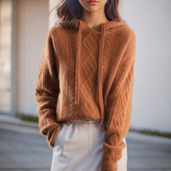 Jamie | Kuscheliger Strick Hoodie in Braun