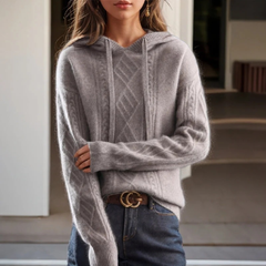 Jamie | Kuscheliger Strick Hoodie in Grau