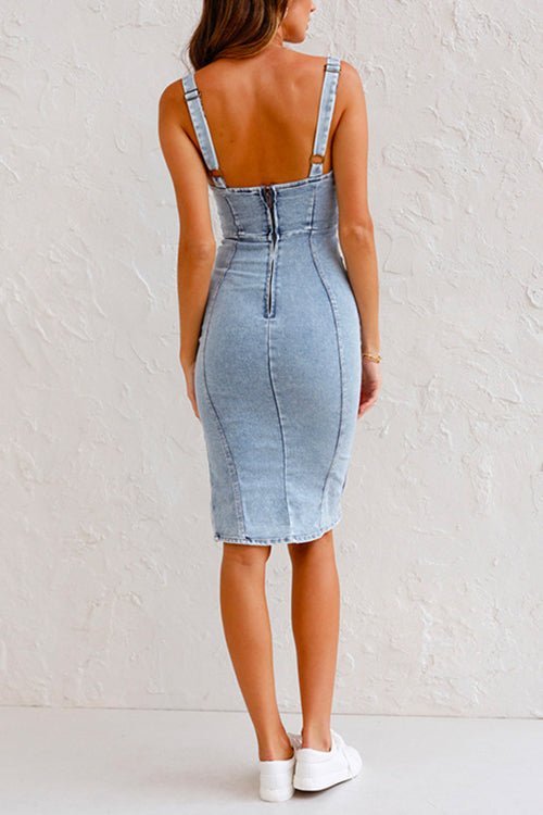 Bodycon Ärmelloses Kleid mit Schlitz für Damen