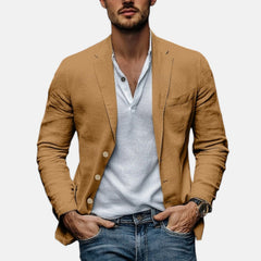 Lorenzio™ | Eleganter Sommerblazer aus leichtem Leinen in Braun