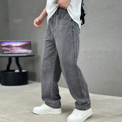 Jeremy | Herren Klassische Straight Leg Jeans in Dunkelgrau
