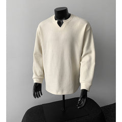 Jonas | Herren Grobstrick Pullover mit V-Kragen in Apricot