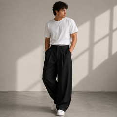 Jonathan | Herren Lässige Wide Leg Freizeithose in Schwarz