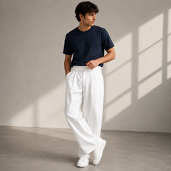 Jonathan | Herren Moderne Wide Leg Freizeithose in Weiß