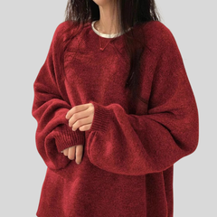 Wera | Damen Oversized Langärmliger Pullover in Rot