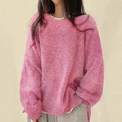 Wera | Damen Oversized Langärmliger Pullover in Rosa