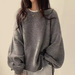 Wera | Damen Oversized Langärmliger Pullover in Grau