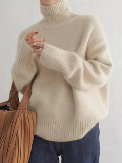 Josephine | Damen Wollmix Strick Rollkragenpullover in Beige