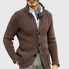 Jovel | Herren strukturierte Strickjacke im Blazer-Stil in Braun