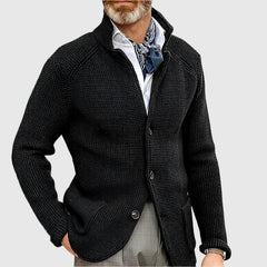 Jovel | Herren strukturierte Strickjacke im Blazer-Stil in Schwarz