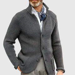 Jovel | Herren strukturierte Strickjacke im Blazer-Stil in Dunkelgrau