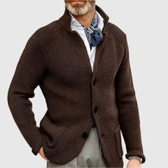Jovel | Herren strukturierte Strickjacke im Blazer-Stil in Kaffee