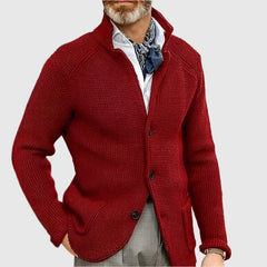 Jovel | Herren strukturierte Strickjacke im Blazer-Stil in Weinrot