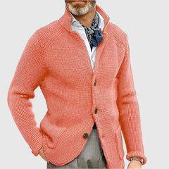 Jovel | Herren strukturierte Strickjacke im Blazer-Stil in Lachs
