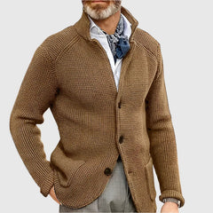 Jovel | Herren strukturierte Strickjacke im Blazer-Stil in Kamel
