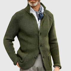 Jovel | Herren strukturierte Strickjacke im Blazer-Stil in Moos