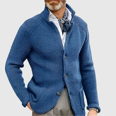 Jovel | Herren strukturierte Strickjacke im Blazer-Stil in Ozeanblau