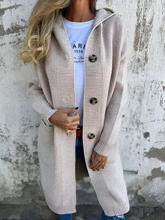 PRISCILLA™ | Frühling/Herbst Kapuzen-Strickjacke in Hellgrau
