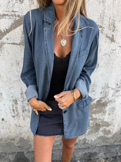MAIA™ | Lässige Denim-Anzugjacke in Gewaschenes Blau