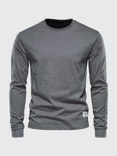 Pullover Herren Langarmshirt Rundhals | Basic Style in Dunkelgrau