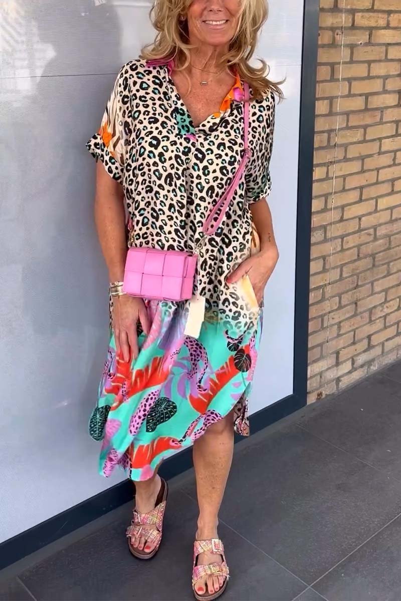 Lässiges Kleid mit Leopardenmuster für Damen